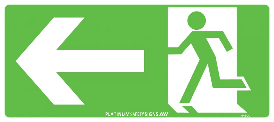 (Left Arrow) Running Man Picto (Facing Left) — Platinum Safety Signs