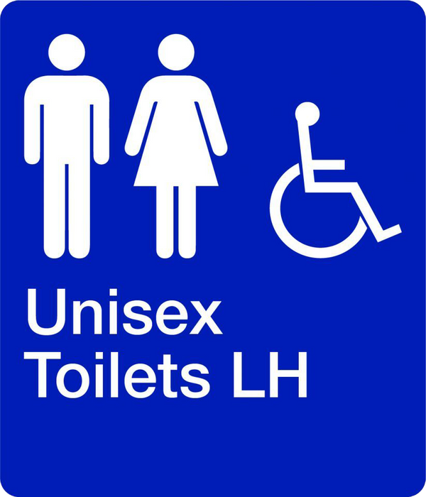 Braille – Unisex Accessible Toilets (Left Hand)