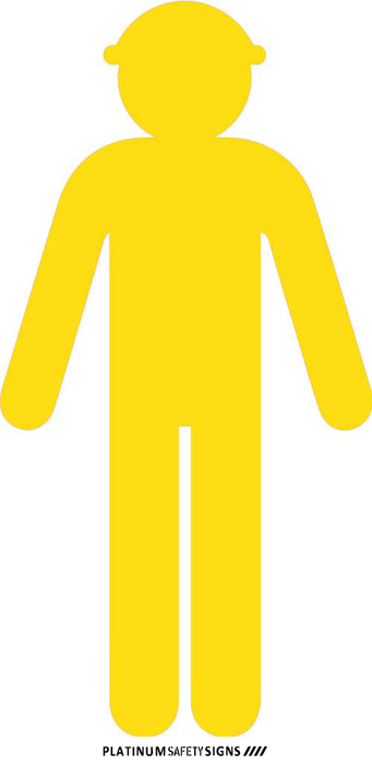 Yellow Cutout Safety Construction Worker [Arms Down]