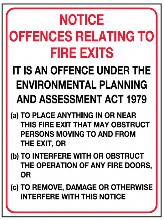 Notice Offences Related to Fire Exits