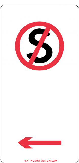 No Standing (with left arrow) — Platinum Safety Signs