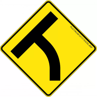 T Intersection Curved Approach (Left or Right) — Platinum Safety Signs